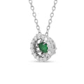 Natural Emerald Dancing Stone Halo Necklace by Fine Color Jewels