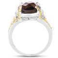 3.28 Carat Genuine Smoky Quartz and Yellow Diamond .925 Sterling Silver Ring by Bids.com