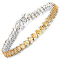 18.06 Ct Oval Golden Yellow Citrine Prong Sterling Silver Diagonal S-Link Tennis Bracelet by Fine Color Jewels