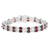 18.36 Ct Oval Deep Red Garnet Prong Silver Double Row X-Link Tennis Bracelet