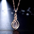 18 Kt Rose Gold Pink Rhinestone Pendant Necklace by DailySale