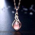 18 Kt Rose Gold Pink Rhinestone Pendant Necklace by DailySale