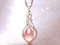 18 Kt Rose Gold Pink Rhinestone Pendant Necklace by DailySale