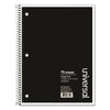 Universal Wirebound Notebook, 1 Subject, Medium/College Rule, Black Cover, 10.5 x 8, 70 Sheets
