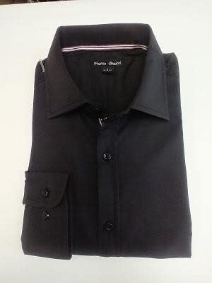 Solid Black Men's Long Sleeves Dress Shirt by Boutique 23