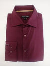 Solid Burgundy Men's Long Sleeves Dress Shirt
