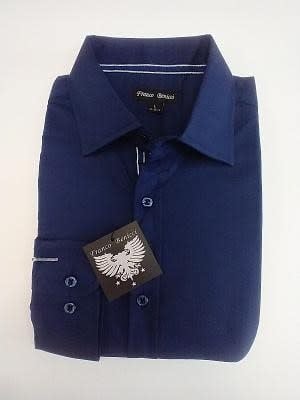 Solid Navy Men's Long Sleeves Dress Shirt by Boutique 23