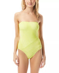 Vince Camuto Spliced Printed Bandeau One-Piece Swimsuit – Yellow, Size 12 by Vanessa Jane