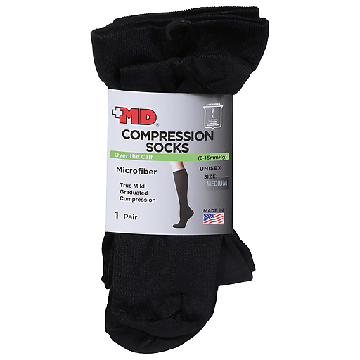 +MD Md Microfiber Over The Calf Compression Socks Black, Medium by Pasteur Pharmacy