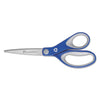 Westcott KleenEarth Soft Handle Scissors, 8" Long, 3.25" Cut Length, Blue/Gray Straight Handle