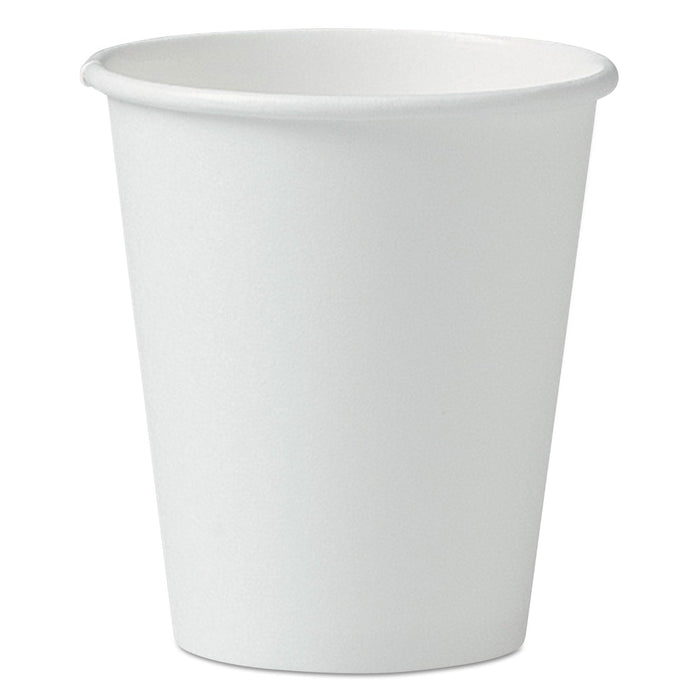 Dart Single-Sided Poly Paper Hot Cups, 6 oz, White, 50/Pack, 20 Packs/Carton