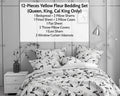 DaDa Bedding Yellow Fleur Floral Bed in a Bag Set - Ivory Botanical by DaDalogy Bedding Collection