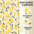DaDa Bedding Set of 2 Botanical Floral Window Curtain Panels - Natural Semi Sheer Yellow Fleur Golden Orange Spring Time Tulips Straight Tailored Edge by DaDalogy Bedding Collection