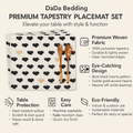 DaDa Bedding Set of 4-Pieces Valentine's day Yellow & Black Hearts Tapestry Dining Table Placemats 13” x 19” (18113) by DaDalogy Bedding Collection
