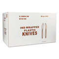 GEN Wrapped Cutlery, 6.25" Knife, Mediumweight, Polypropylene, White, 1,000/Carton