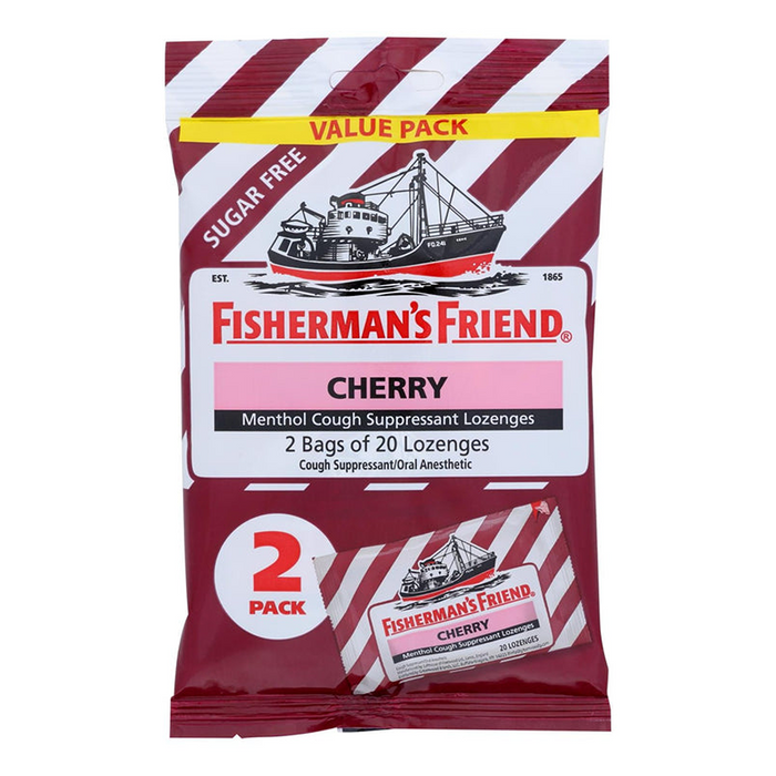 Fisherman's Friend Menthol Cough Suppressant Lozenges, Sugar Free, Cherry, 40 Lozenges by Pasteur Pharmacy