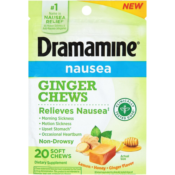 Dramamine Nausea Relief Soft Chews - Ginger, Lemon, Honey by Pasteur Pharmacy