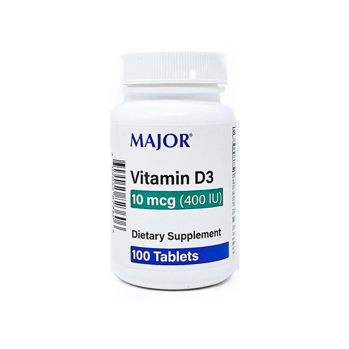 Major 10 Mcg Vitamin D3 100 Tablets by Pasteur Pharmacy