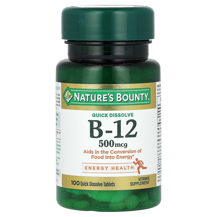 Nature's Bounty Vitamin B-12, Natural Cherry, 500 Mcg, 100 Quick Dissolve Tablets by Pasteur Pharmacy