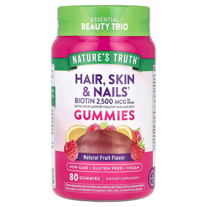 Nature's Truth Hair Skin & Nails Gummies Fruit 89 Ct by Pasteur Pharmacy