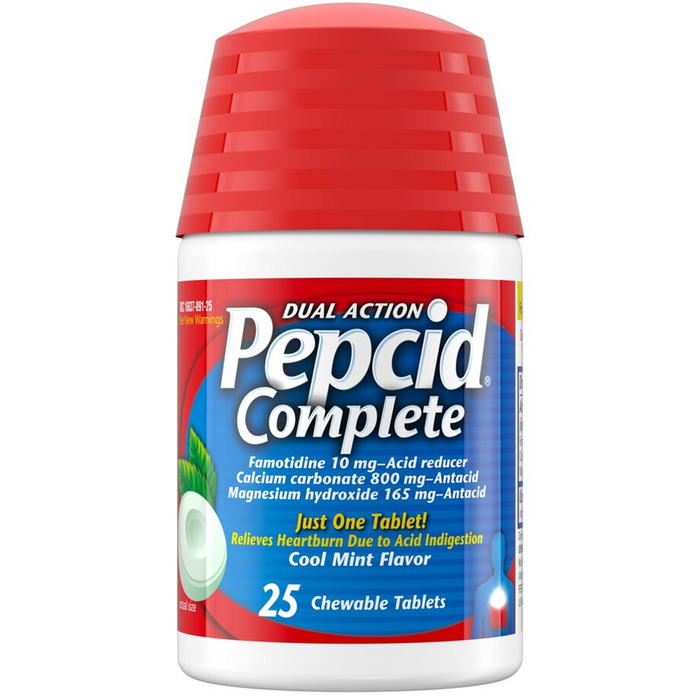 Pepcid Complete Dual Action Cool Mint Flavor Acid Reducer 25 Chewable Tablets by Pasteur Pharmacy