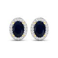 Genuine Diamond and Blue Sapphire Studs by Fine Color Jewels