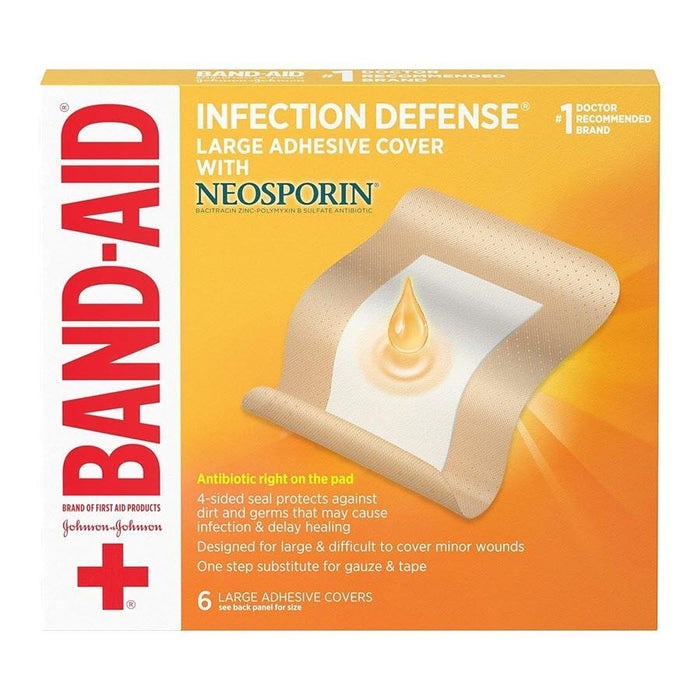 Band-Aid Infection Defense Adhesive Wound Covers With Neosporin Ointment, Large, 6ct by Pasteur Pharmacy