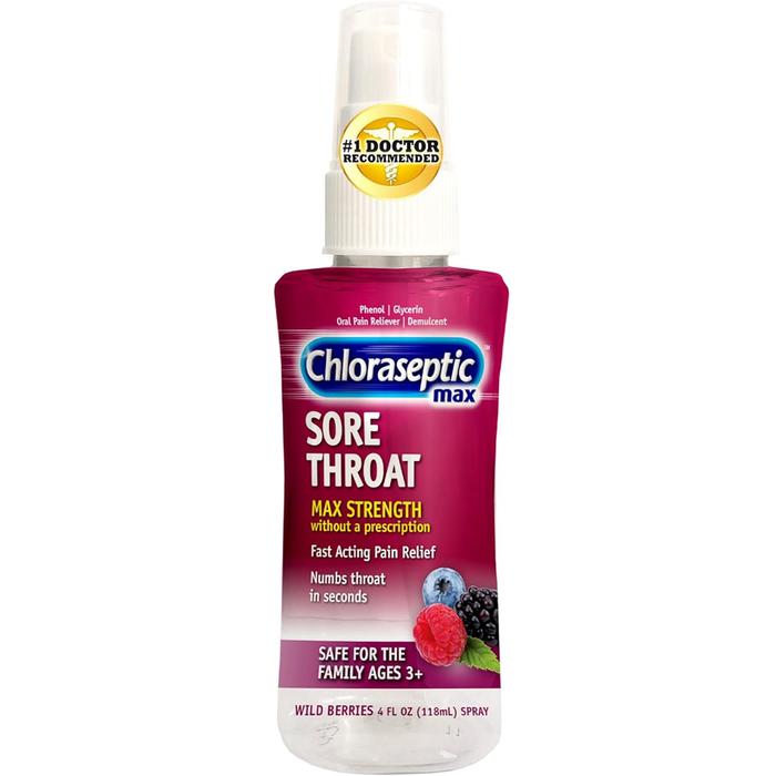 Chloraseptic Max Strength Sore Throat Spray, Wild Berries Flavor, 4.0 Fl Oz by Pasteur Pharmacy