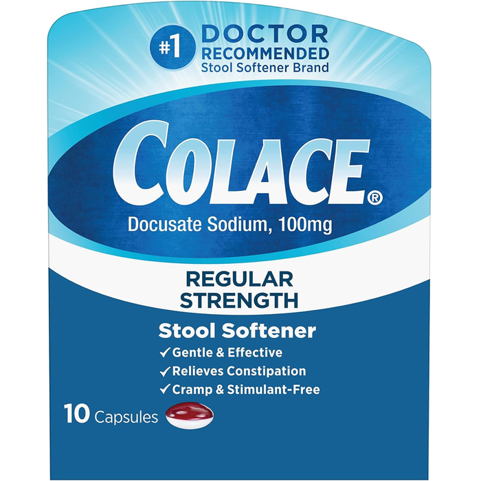 Colace Regular Strength Stool Softener, 100 Mg Capsules, 10ct by Pasteur Pharmacy