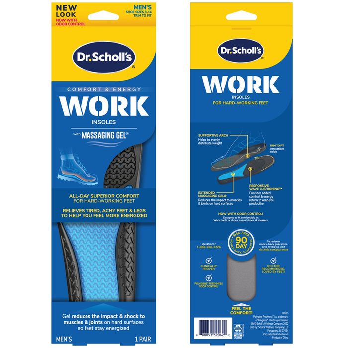 Dr. Scholl's Comfort & Energy Work Massaging Gel Advanced Insoles For Men - Size (8-14) by Pasteur Pharmacy