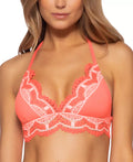 Becca Delilah Solid Crochet Trim Halter Bikini Top, Size Small by Vanessa Jane
