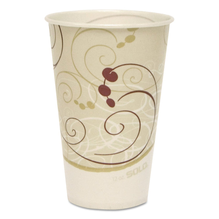 Dart Symphony Treated-Paper Cold Cups, 12 oz, White/Beige/Red, 100/Bag, 20 Bags/Carton