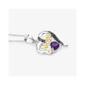 0.43 Ct Heart Purple Amethyst Prong Silver Double Heart Mom Pendant Necklace by Fine Color Jewels