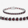 15.50 Ct Heart Red Garnet Prong Sterling Silver Box Clasp Tennis Bracelet by Fine Color Jewels