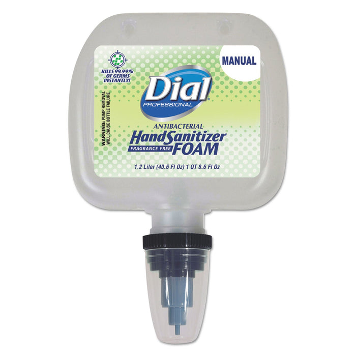 Dial Antibacterial Foam Hand Sanitizer, 1.2 L Refill, Fragrance-Free, 3/Carton