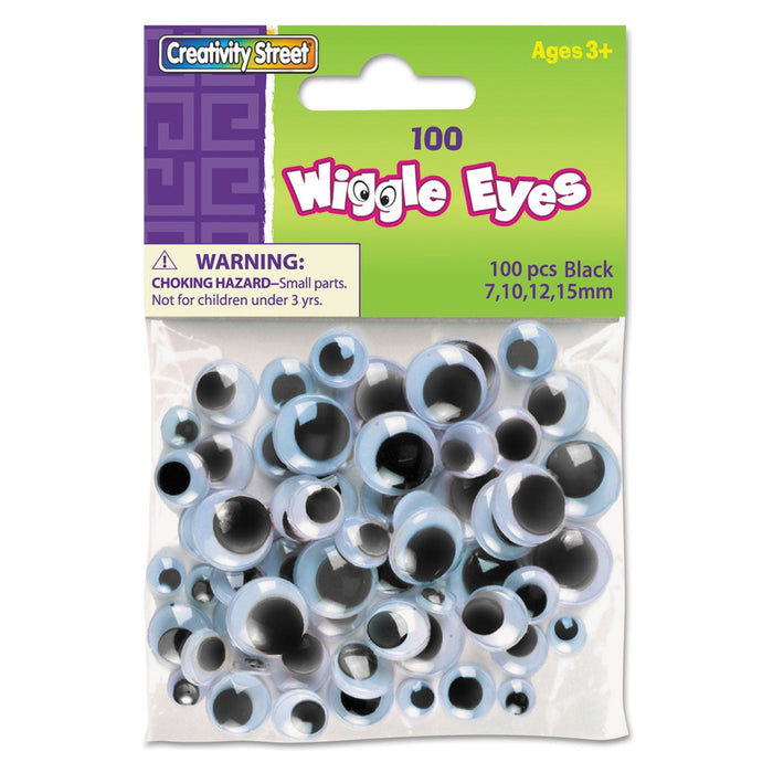 Creativity Street Wiggle Eyes Assortment, Assorted Sizes, Black, 100/Pack