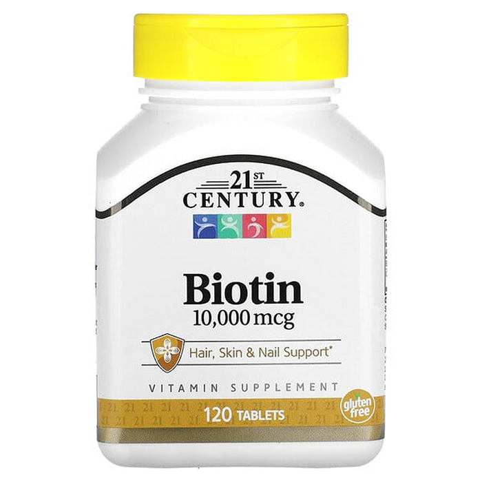21st Century Biotin Ultra Potency, 10,000 Mcg Tablets 120 Ct by Pasteur Pharmacy
