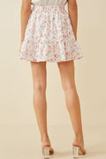 Eyelet Embroidered Floral Elastic Waist Skirt - Pink by Boutique 23