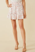 Eyelet Embroidered Floral Elastic Waist Skirt - Pink by Boutique 23