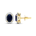 Genuine Diamond and Blue Sapphire Studs by Fine Color Jewels