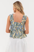 Daisy Water Color Tank Top - Sage Multi by Boutique 23