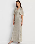 Lauren Ralph Lauren Sequined Elbow-Sleeve Gown – Pearlescent, Size 4 by Vanessa Jane
