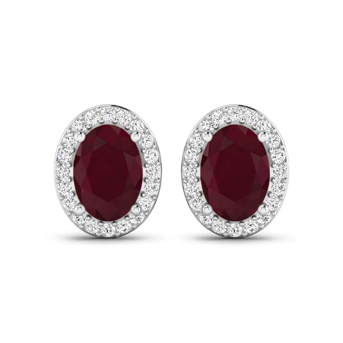 Genuine Diamond and Ruby Studs by Fine Color Jewels