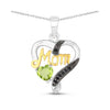 0.44 Ct Heart Green Peridot Prong Silver Double Heart Mom Pendant Necklace