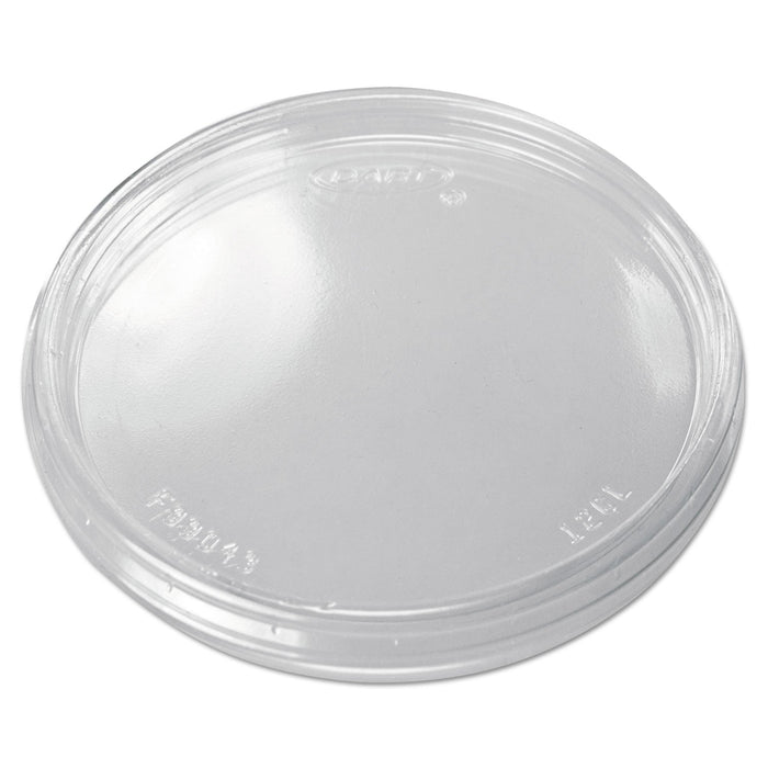 Dart Non-Vented Cup Lids. Fits 10 oz to 14 oz Foam Cups, 6 oz to 8 oz Food Containers, 6 oz Bowls; Clear, 1,000/Carton