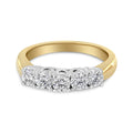 18K Yellow Gold 1.0 Cttw 4 Prong Set Round Cut Diamond Step up 5 Stone Ring Band (F-G Color, SI1-SI2 Clarity) - Size 6 by Bids.com