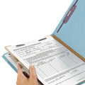 Smead Four-Section Pressboard Top Tab Classification Folders with SafeSHIELD Fasteners, 1 Divider, Letter Size, Blue, 10/Box