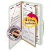 Smead Pressboard Classification Folders with SafeSHIELD Coated Fasteners, 2/5 Cut, 1 Divider, Legal Size, Gray-Green, 10/Box