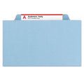 Smead Eight-Section Pressboard Top Tab Classification Folders with SafeSHIELD Fasteners, 3 Dividers, Letter Size, Blue, 10/Box
