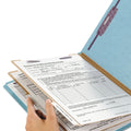 Smead Six-Section Pressboard Top Tab Classification Folders with SafeSHIELD Fasteners, 2 Dividers, Letter Size, Blue, 10/Box